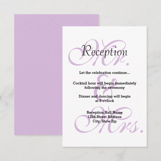 M. & Mme Purple - Invitation à la réception (Devant / Derrière)