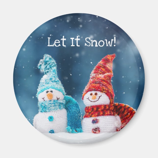M. & Mme Snowman Aimant personnalisé (Devant)