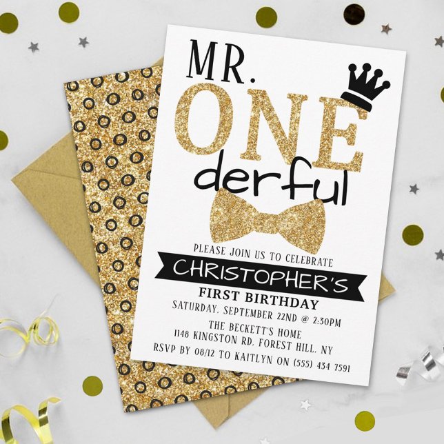 M. ONEderful 1st Birthday Invitations (Créateur téléchargé)