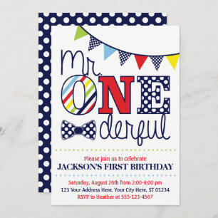 M. ONEderful Birthday Invitation