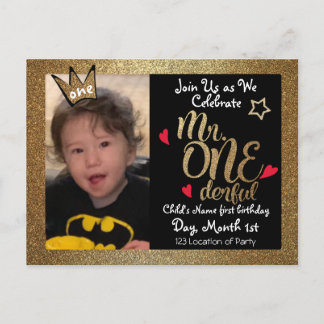 M. Onederful Invitations de premier anniversaire