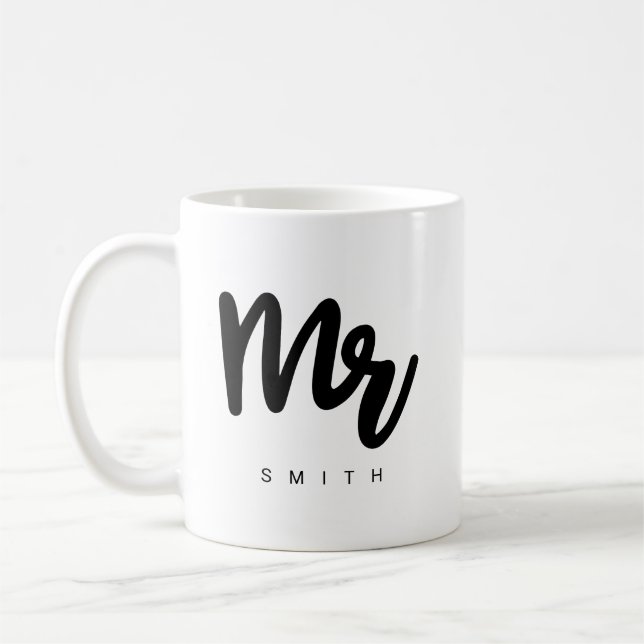 M. | Typographie moderne Coffee Mug personnalisabl (Gauche)