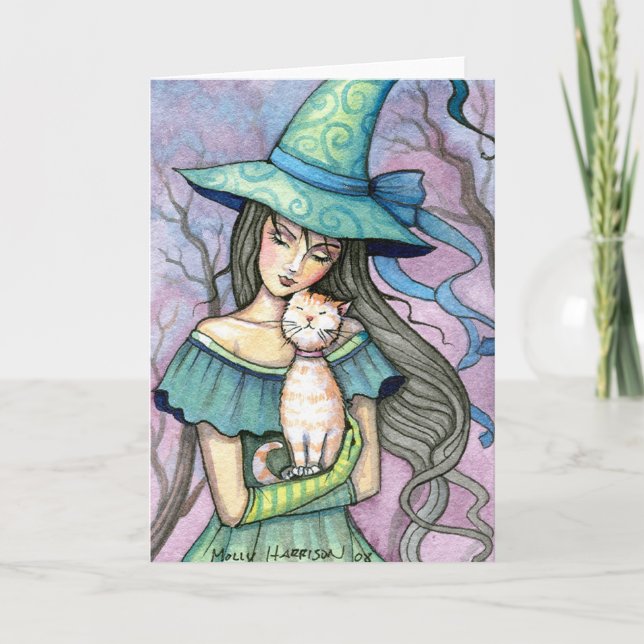 Ma carte de féline sorcière tabby douce Notecard (Devant)