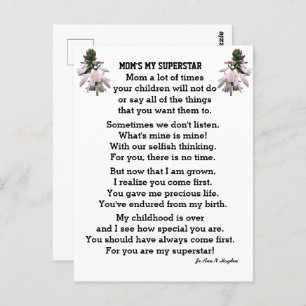 MA CARTE POSTALE SUPERSTAR DE MOM
