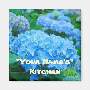 Ma cuisine ! fleurs bleues d'hortensia de magnet