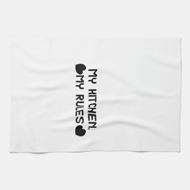 Ma cuisine, mes règles, serviette de cuisine drôle (Horizontal)