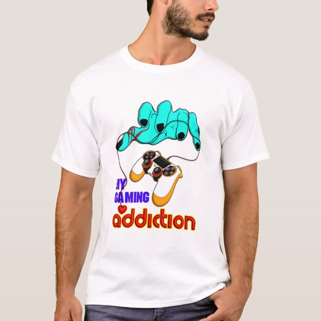 Ma dépendance au jeu, T-Shirt à typographie de gam (Devant)