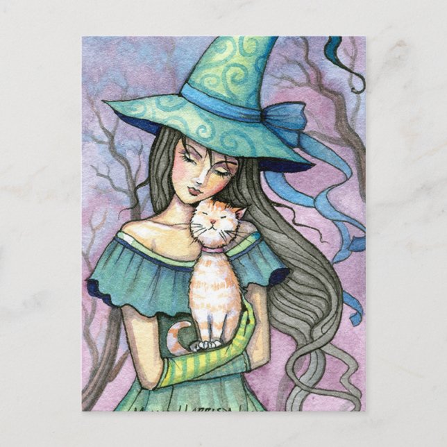 Ma douce carte postale de chat sorcière tabby (Devant)