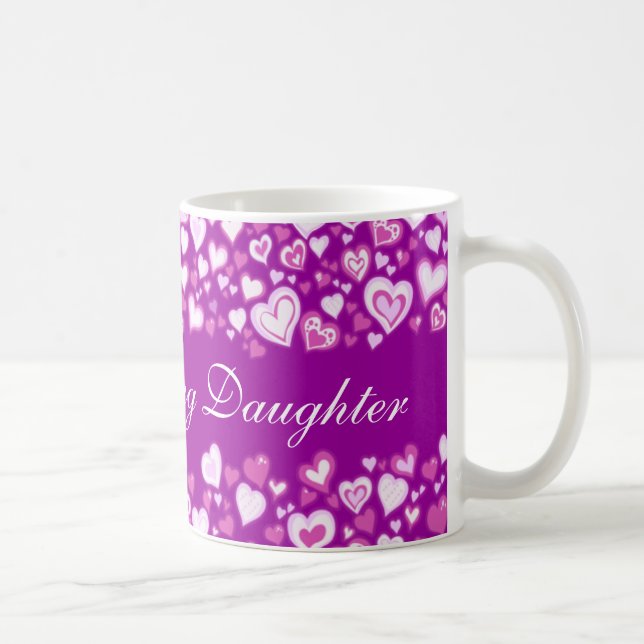 Ma fille chérie mug cœurs rose violet (Droite)