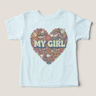 Ma fille T-Shirt bébé à cœur floral | Filles migno