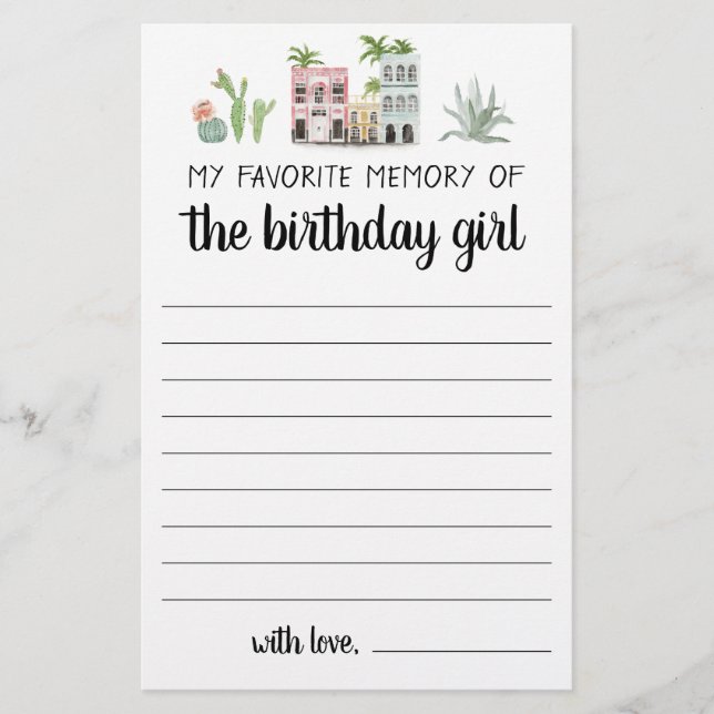 Ma Mémoire Préférée De La Fille D'Anniversaire (Devant)