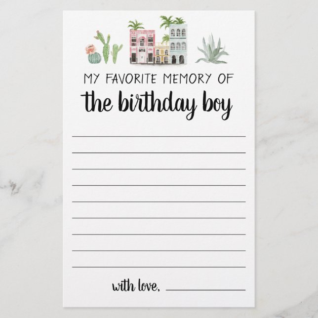 Ma Mémoire Préférée Du Garçon D'Anniversaire (Devant)