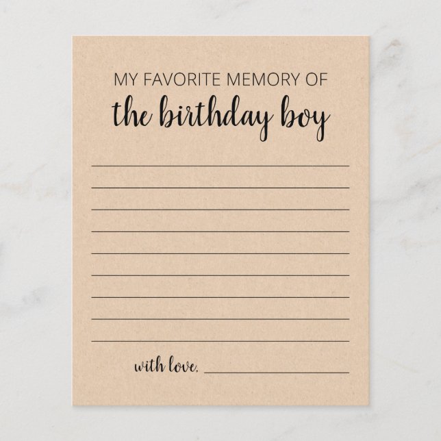 Ma Mémoire Préférée Du Garçon D'Anniversaire (Devant)