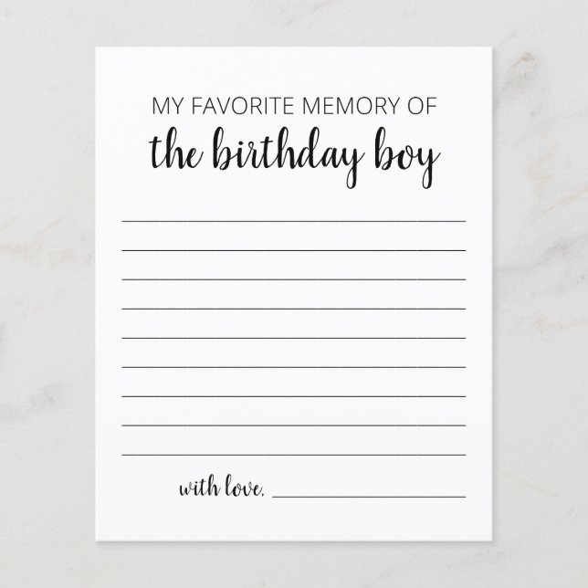 Ma Mémoire Préférée Du Garçon D'Anniversaire (Devant)
