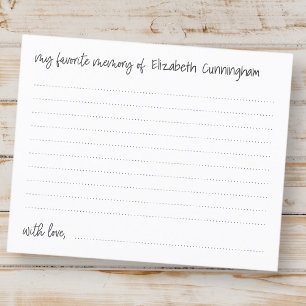 Ma mémoire préférée Funérailles Carte d'assiduité