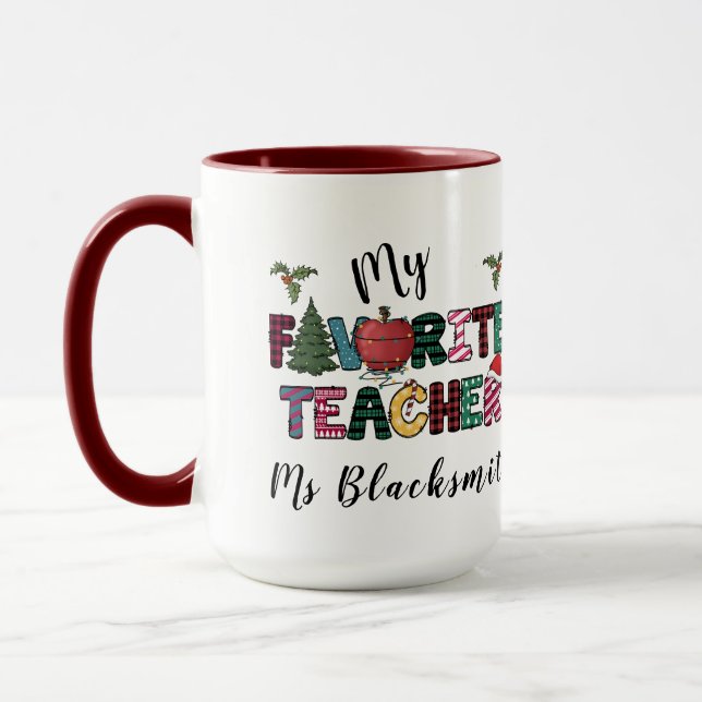 Ma Mug de Noël Joyeuse de l'enseignant préféré (Gauche)