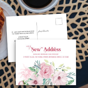Ma nouvelle adresse Peony Floral Moving Faire-part