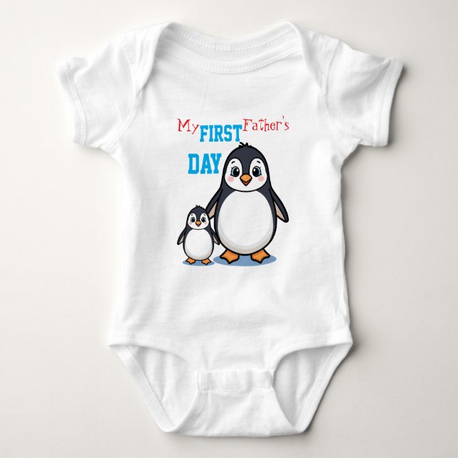 Ma première fête des pères, body bébé pingouin mig (Devant)