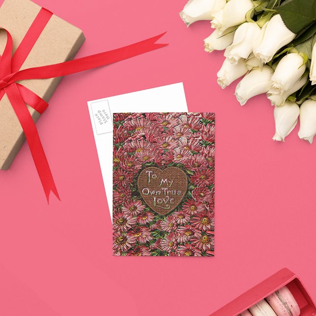 Ma propre carte postale Coeur et Fleurs Véritables (My Own True Love Heart and Flowers Postcard)