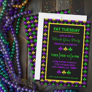 Ma rid Gras Fleur de Lis Invitation du Motif Party