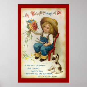 Ma Saint-Valentin pense à moi affiche vintage