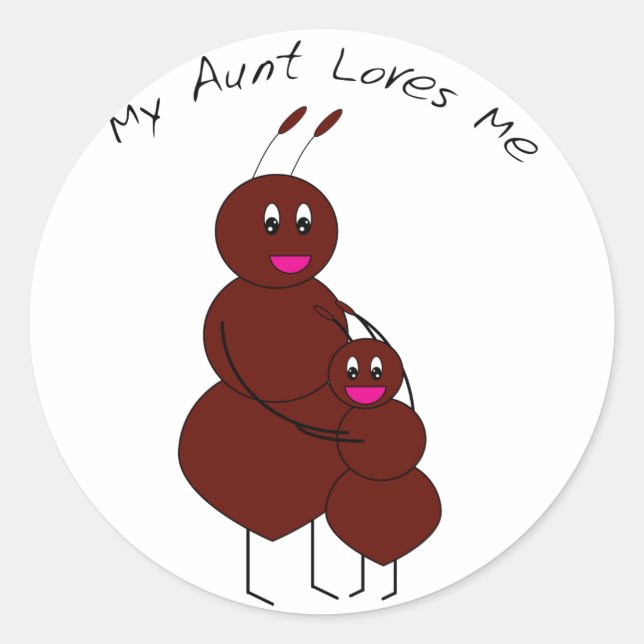 Ma tante m'aime autocollants de fourmis mignons (Devant)