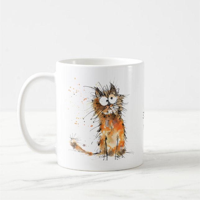 Ma tasse de bon sens Orange Chat Humour Café (Gauche)