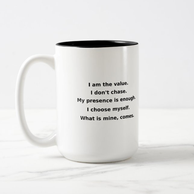 Ma valeur n'est pas négociable | Mug Amour de soi  (Gauche)