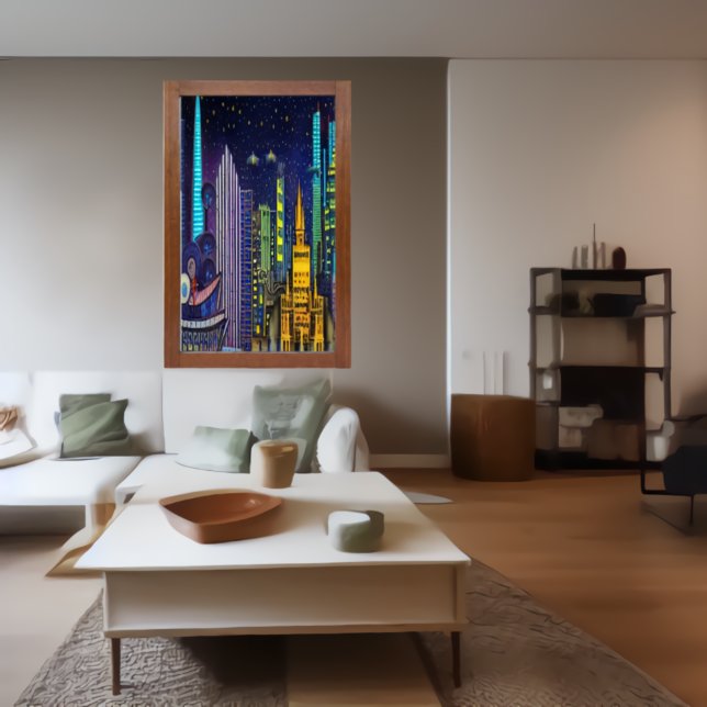 Ma ville à l'heure de la nuit | AI Art Poster (Créateur téléchargé)