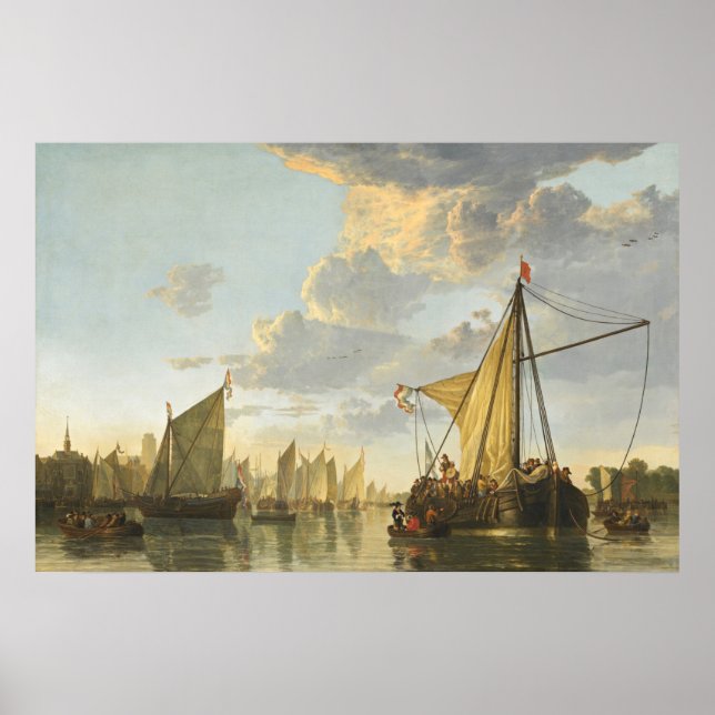Maas at Dordrecht - Aelbert Cuyp Fine Art Poster (Devant)