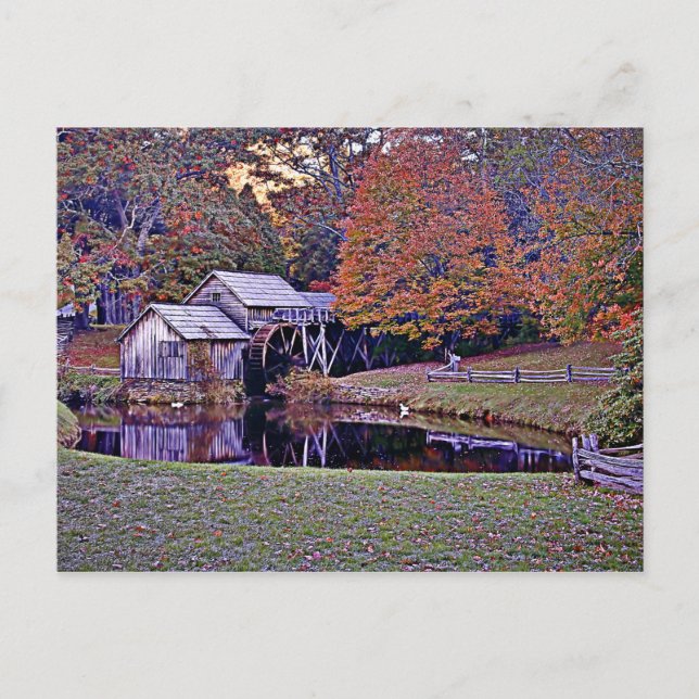Mabry Mill À La Carte Postale Automne (Devant)