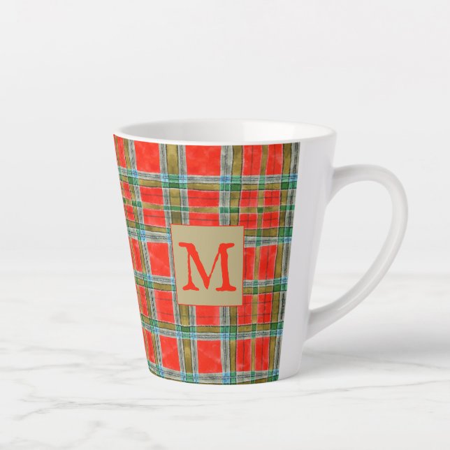 MAC BAIN TARTAN Latte Mug + Initial (Droite)