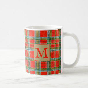 MAC BAIN TARTAN Mug blanc + Initiale