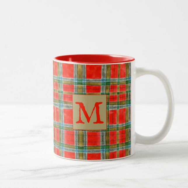 MAC BAIN TARTAN Rouge Mug à deux tons + Texte (Droit)