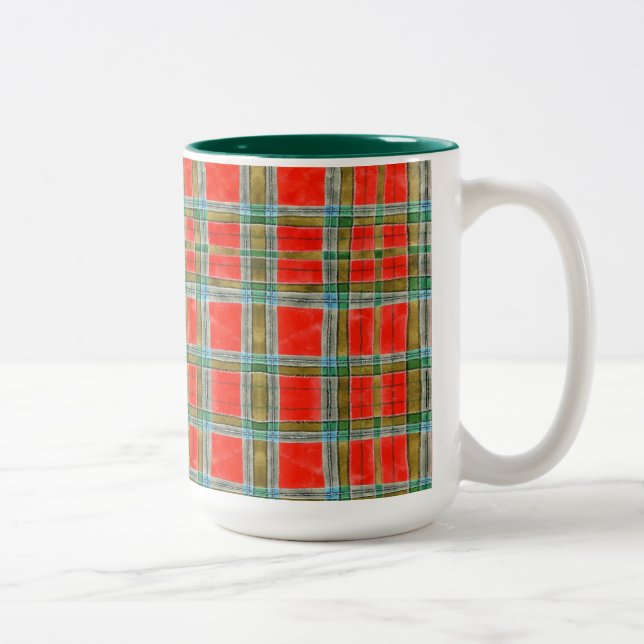 MAC BAIN TARTAN Tall Hunter Green Mug à deux tons (Droit)