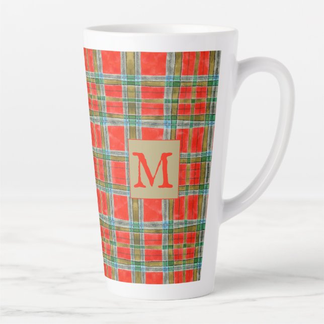 MAC BAIN TARTAN Tall Latte Mug + Initial (Droite)