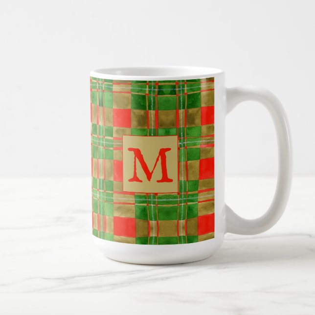 MAC GREGOR TARTAN Tall White Mug + Initial (Droite)