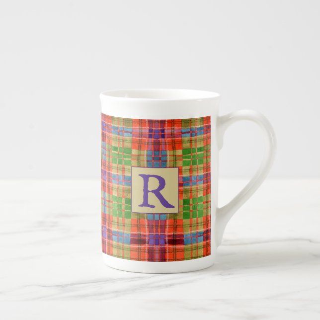 MAC RAE TARTAN Bone China Mug + Initial (Droite)