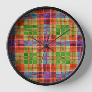 MAC RAE TARTAN Round Black Bois Horloge murale