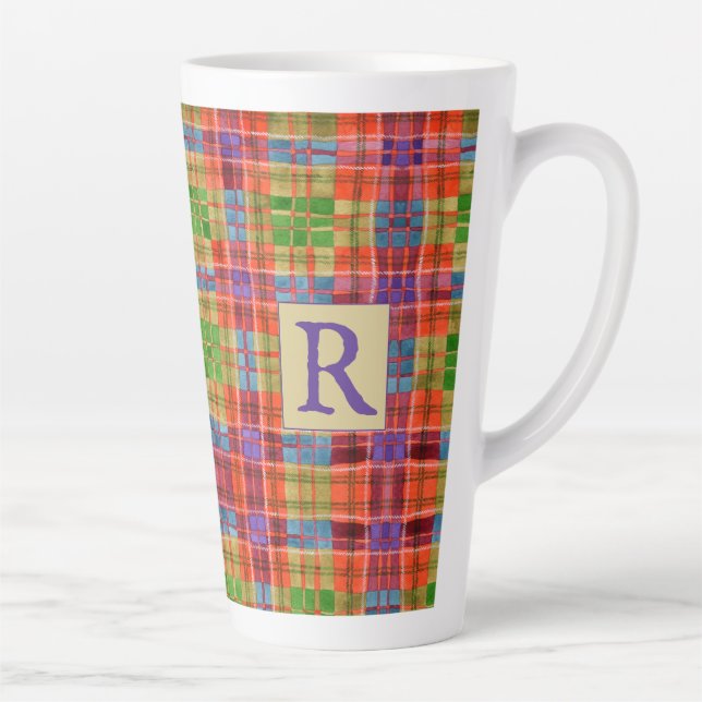 MAC RAE TARTAN Tall Latte Mug + Texte (Droite)