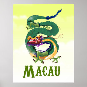 Macao Chine affiche de voyage de style Vintage