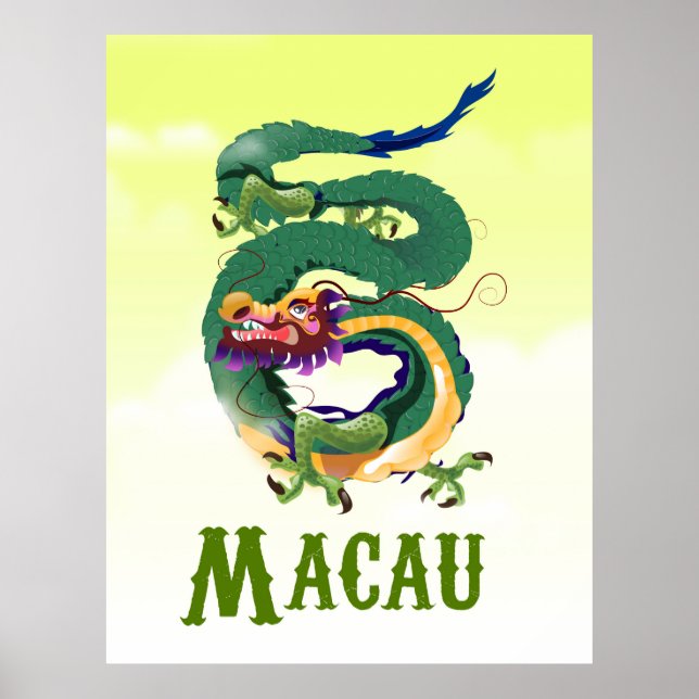Macao Chine affiche de voyage de style Vintage (Devant)
