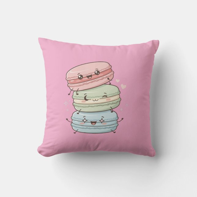 Macaron Sucreries Kawaii Coussin Oreiller (Recto)