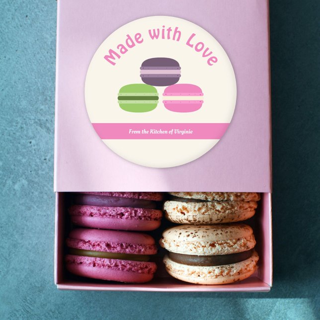 Macarons français à base d'autocollant Étiquette d (French Macarons Made with Love Sticker)