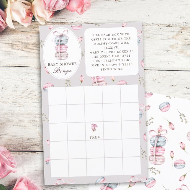 Macarons français baby shower "Gift Bingo" jeu (Créateur téléchargé)