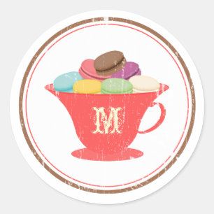 Macarons Français En Sticker Monogramme Tea Rouge