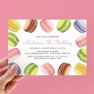 Macarons français   Invitation de fête d'anniversa