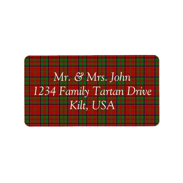 MacDonald De Glencoe Tartan Étiquette (Devant)