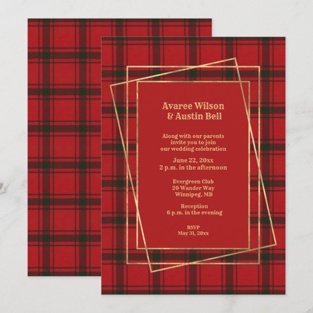 MacDonald Sleet Moderne avec Gold Frame Invitation (Devant / Derrière)