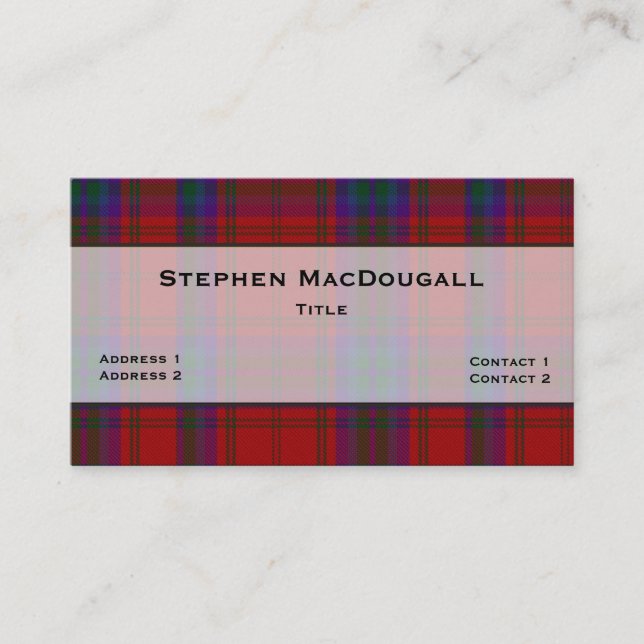 MacDougall Tartan Plaid Carte de visite personnali (Devant)